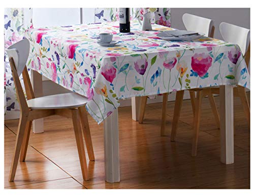 EXQUILEG Tischdecke Eckig Polyester Pflegeleicht Abwaschbar Hitzebeständig Anti-Fleck Tischtuch Ideal für Esszimmer Garten Balkon Etc. Farbe & Größe Wählbar (100x140cm, Bunt Blume) von EXQUILEG