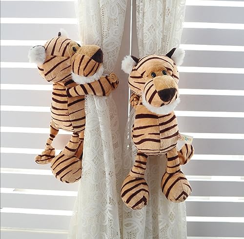 EXQUILEG Vorhang-Raffhalter, 2 Stück Dschungel Cartoon Tier Vorhanggurte Vorhang Schnalle Haken für Kinder Kinderzimmer Zimmer Fensterdekoration (Tiger) von EXQUILEG