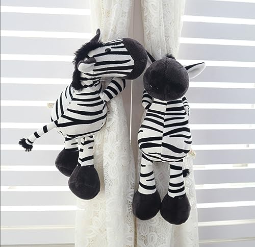 Vorhang-Raffhalter, 2 Stück Dschungel Cartoon Tier Vorhanggurte Vorhang Schnalle Haken für Kinder Kinderzimmer Zimmer Fensterdekoration (Zebras) von EXQUILEG
