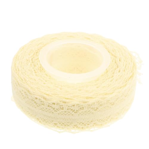 EXQUIMEUBLE 1 Rolle Spitzen band dekoratives Band Spitzenbänder zum Basteln Bänder für Handwerk Eleganter Zierbesatz geschenkverpackung geschenkband Spitzenbesatz zum Nähen Spitzenstoff Beige von EXQUIMEUBLE
