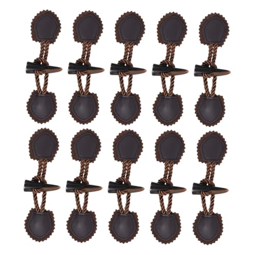 EXQUIMEUBLE 10 Paare Annähbare Hornknöpfe aus Harz Vintage Dufflecoat Verschlussknöpfe für Mäntel und Jacken Robuste Toggle Buttons mit Sicherem Verschluss Dunkelbraun Ersatzknöpfe für von EXQUIMEUBLE