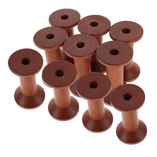 EXQUIMEUBLE 10 Stück Teiliges Vintage Holzspulen Leere Garnspulen Unlackiert Holzfadenhalter Für Stickerei Häkeln Textil DIY Basteln Und Aufbewahrung Zuhause von EXQUIMEUBLE