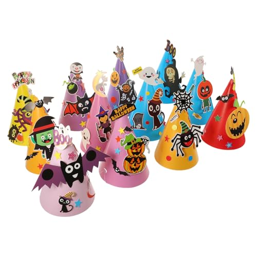 EXQUIMEUBLE 12 Stück Papierhüte Hutmaterialien Halloween Dekor Partyhüte Geburtstagshüte Für Halloween DIY Kappe Hexenhüte Kinderpartyhüte Party Kopfschmuck von EXQUIMEUBLE