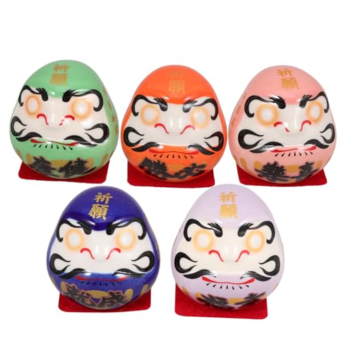 EXQUIMEUBLE 1satz Japanische Keramikfigur Mini Dharma Puppe Für Glück Und Wohlstand Traditionelles Zen Ornament Für Auto Büro Wohnraum Handgefertigt Vielseitig Einsetzbar von EXQUIMEUBLE