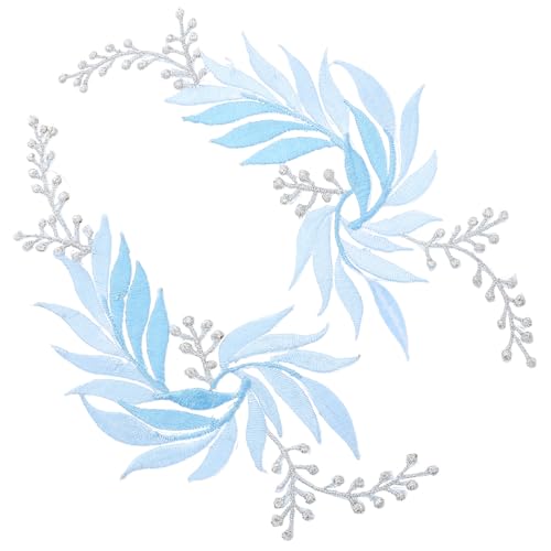 EXQUIMEUBLE 2 Stück Bestickte Aufbügelflicken mit Blattmotiv DIY Kleidungspatches zum Reparieren und Verzieren von Kleidung Taschen Hüten und Schuhen Langlebige Applikationen von EXQUIMEUBLE