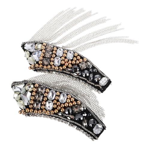 EXQUIMEUBLE 2 Stück Perlen Schulterepauletten mit Quaste Goldfarbene Metall Schulterpolster Robuste Modeaccessoires für Punk Kostüme Einfach zu Befestigen für Party und Festliche Anlässe von EXQUIMEUBLE