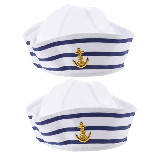 EXQUIMEUBLE 2 Stück Teiliges Captain Hut Gestreifte Matrosenmütze Verstellbar Komfortabel Für Damen Herren Karneval Mottoparty Cosplay Zubehör von EXQUIMEUBLE