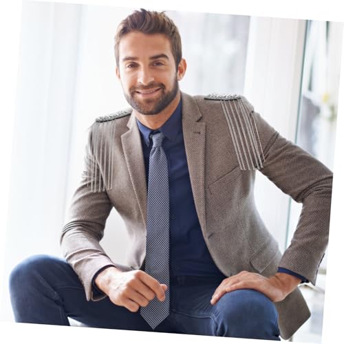 EXQUIMEUBLE 2 Stück Vintage Quasten Schulter Epauletten mit Ketten Deko für Damen Herren Kostüm Zubehör Stilvolle Schulterapplikation Silberfarben von EXQUIMEUBLE