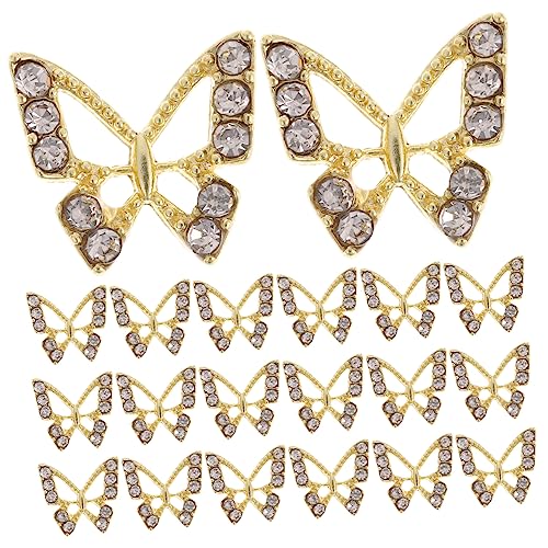 EXQUIMEUBLE 20 Stück Schmetterlings Nagelkunst Charms mit Strass für DIY Maniküre Kreative Deko für Nägel Kleidung und Bastelprojekte für Partys und Besondere Anlässe von EXQUIMEUBLE