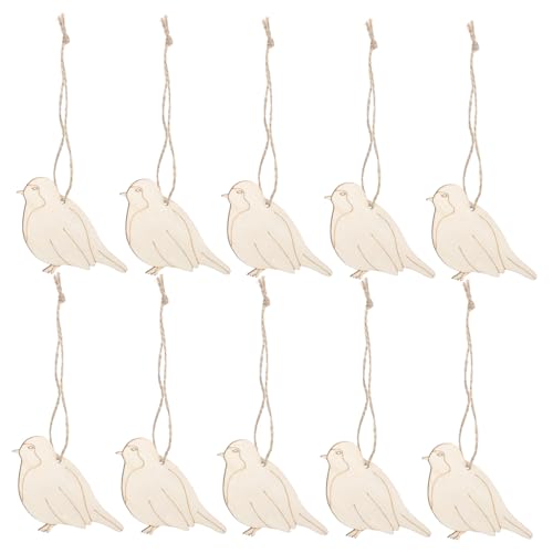 EXQUIMEUBLE 20 Stück Teiliges Holz Vogelanhänger Naturbelassene Holzscheiben Vorgebohrt zum Aufhängen Vielseitig für DIY Bastelprojekte Heimdekoration und Scrapbooking Rustikale Vogeldeko von EXQUIMEUBLE