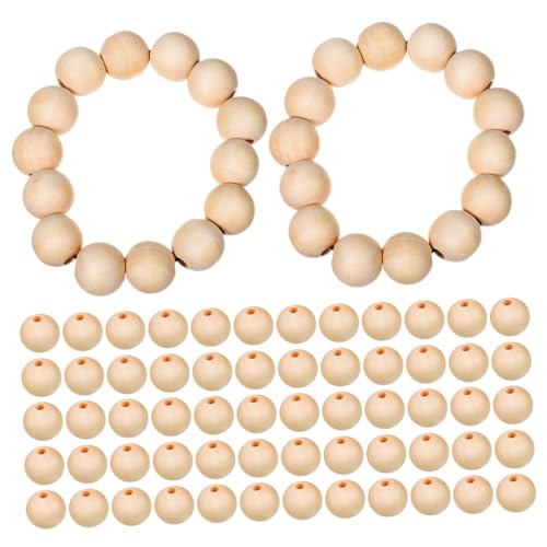 EXQUIMEUBLE 300 Stück Naturholzperlen Runde Holz Spacer Beads mit Loch Unbehandelt für Schmuckherstellung DIY Basteln Dekoration von EXQUIMEUBLE