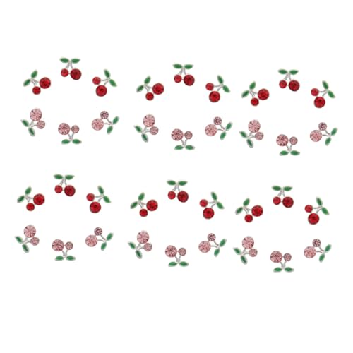 EXQUIMEUBLE 36 Stück Teiliges Cherry Nail Charms Nageldekorationen Kirschform Nail Art Schmuck für Frauen Geeignet für Natürliche und Künstliche Nägel für DIY Maniküre und Festliche Anlässe von EXQUIMEUBLE