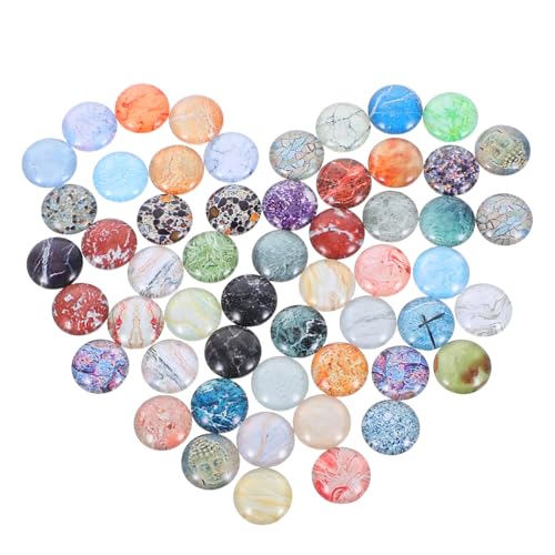 EXQUIMEUBLE 50 Stück Runde Marmor Kristall Glasaufkleber DIY Schmuckmaterial für Ohrringe Armbänder Bastelzubehör Bunte Dekoration von EXQUIMEUBLE