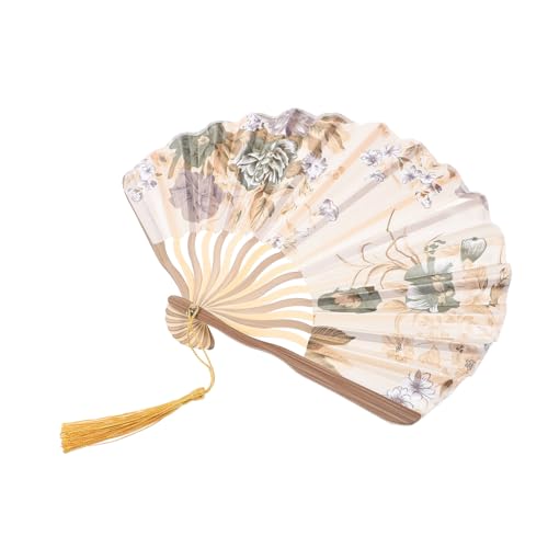 EXQUIMEUBLE Faltbarer Handfächer aus und Leichter Vintage Style Fächer mit Blumenmuster Dekorativer Faltbarer Damenfächer für Bühne Tanz und Alltag von EXQUIMEUBLE