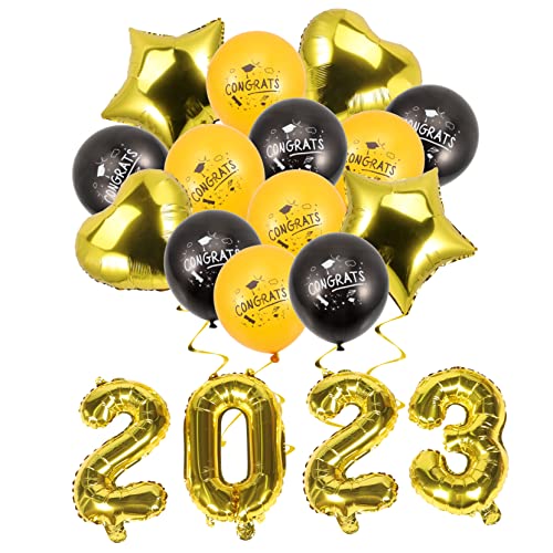 EXQUIMEUBLE Graduation Dekoration Teilig Aluminiumfolien Luftballons Schwarz Gold mit Sternen und Herzen für Schulabschluss Party Klassenzimmer Feier EXQUIMEUBLE Graduation Dekoration Teilig Aluminiumfolien Luftballons Schwarz Gold mit Sternen und Herzen für Schulabschluss Party Klassenzimmer Feier von EXQUIMEUBLE