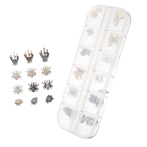 EXQUIMEUBLE Halloween Nagelanhänger Box mit Nail Art Zubehör DIY Nageldekor für Akryl und Naturnägel für Schaurige Nagelkunst zu Halloween von EXQUIMEUBLE