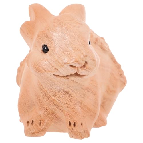 EXQUIMEUBLE Holz Osterhasenfigur Vintage Dekofigur für Wohnzimmer Handgefertigtes Kaninchenornament für Festliche Dekoration und Gestaltet und Langlebig von EXQUIMEUBLE