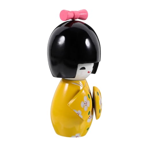 EXQUIMEUBLE Japanische Kimono-Puppe, Handgefertigte Holzfigur, Cartoon-Puppe, Figur, Desktop-Ornament, Cartoon-holzhandwerk, Mädchen-Puppe, Dekoration von EXQUIMEUBLE