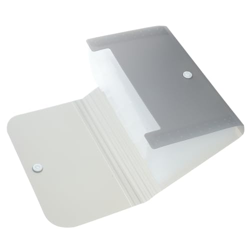 EXQUIMEUBLE Kleiner Akkordeon Organizer aus Kunststoff mit Mehrschichtigem Dokumentenfach Tragbarer Datei Organizer für Büro und Studium Graue Mini Fächermappe zur Effizienten Ablage von von EXQUIMEUBLE