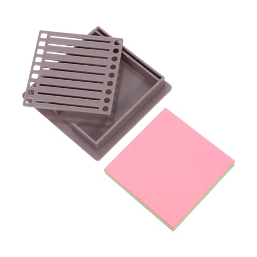 EXQUIMEUBLE Memo organizer Box aus Abs mit Schablone Kompakter Robuster Notizhalter für Haftnotizen Praktische Desktop memo aufbewahrung für Büro Schule mit Raster Rahmenvorlage Dunkelgrau von EXQUIMEUBLE