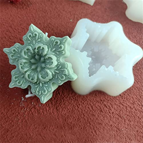 EXQULEG 3D Schneeflocke Silikonform Silikon Kerzenformen 3D Weihnachten Kerzenform Kerzen Gießform,Für die Herstellung von Kerzen, Weihnachtsdekoration (3#) von EXQULEG