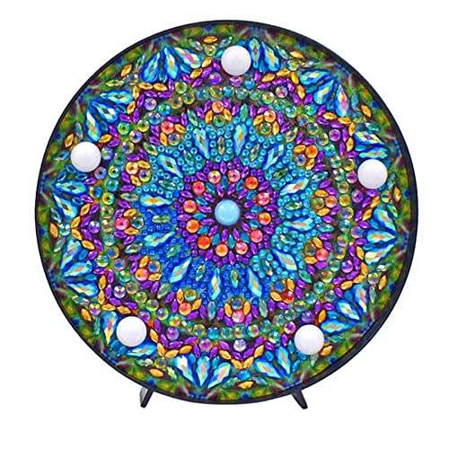 EXQULEG 5D DIY Diamant Malerei Diamond Painting Kit mit LED Nachtlichtern Dekoration Nachtlicht für Home Schlafzimmer Decoration (Mandalafarbe) von EXQULEG