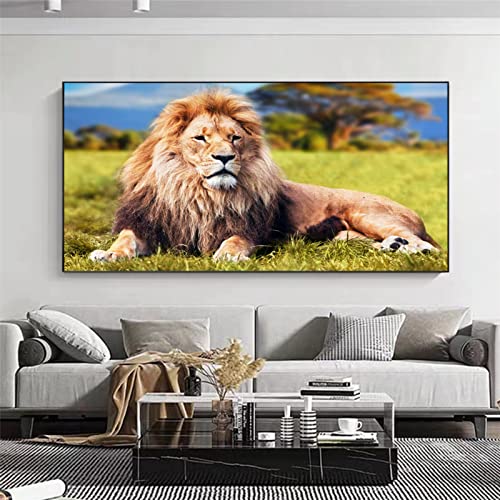 EXQULEG 5D Diamond Painting Bilder Löwe, Tiere Diamant Painting Full Groß DIY Diamant Malerei Kits für Home Wall Decoration Geschenk (100x50cm) von EXQULEG