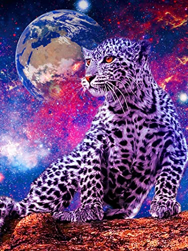 EXQULEG 5D Diamond Painting Set, Leopard Diamant Painting Bilder, DIY Tiere Diamond Painting Erwachsene Runden Diamanten Dekoration und Geschenk (30x40cm) von EXQULEG