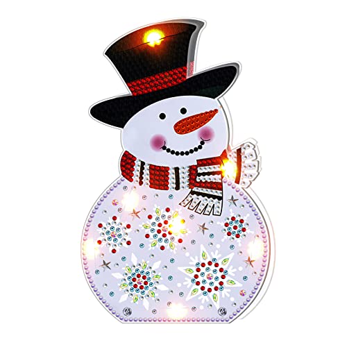 EXQULEG 5D Diamond Painting Weihnachten, Diamant Painting Anhänger Mit LED, Malerei Nachtlicht Deko Lampe DIY Party Weihnachtsdeko Handwerk Geschenk (BJD03) von EXQULEG