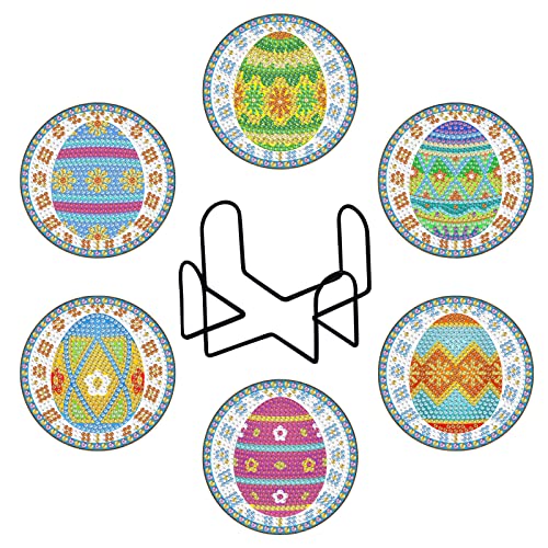 EXQULEG 6 STK Premium Design Ostern Diamond Painting Untersetzer 6er Set Dekorative Untersetzer für Glas, Tassen, Vasen, Kerzen, Küche Wohnzimmer Deko 9.5x9.5cm EXQULEG 6 STK Premium Design Ostern Diamond Painting Untersetzer 6er Set Dekorative Untersetzer für Glas, Tassen, Vasen, Kerzen, Küche Wohnzimmer Deko 9.5x9.5cm von EXQULEG