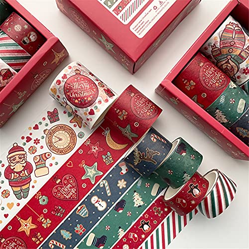 EXQULEG 8 Rollen Washi Tape Set, Dekorative Klebeband, Masking Tape Weihnachten Muster Aufkleber für DIY Scrapbooking Aufkleber Geschenkdekoration Verpackung von EXQULEG