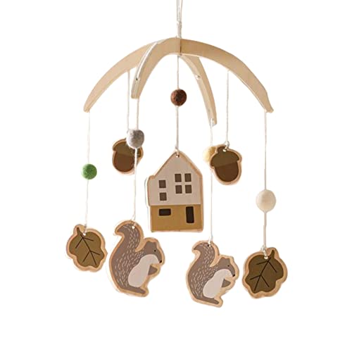 EXQULEG Baby Mobile Baby Windspiele, Holz Niedlich Eichhörnchen Vogel Tiere Hängende Bettglocke mit Filzbällen, Kinderzimmer Hängende Bettglocke, Neugeborenen Geschenk für Baby Mädchen oder Jungen EXQULEG Baby Mobile Baby Windspiele, Holz Niedlich Eichhörnchen Vogel Tiere Hängende Bettglocke mit Filzbällen, Kinderzimmer Hängende Bettglocke, Neugeborenen Geschenk für Baby Mädchen oder Jungen von EXQULEG