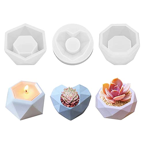 EXQULEG Blumentopf Silikonform, Herzform, Sechseck, Achteck Blumentopf Gießform DIY Blumentopf Formen Candle Holder Resin Mold, DIY Sukkulente Topf Formen für Harz, Ton, Beton EXQULEG Blumentopf Silikonform, Herzform, Sechseck, Achteck Blumentopf Gießform DIY Blumentopf Formen Candle Holder Resin Mold, DIY Sukkulente Topf Formen für Harz, Ton, Beton von EXQULEG