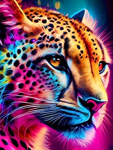 EXQULEG Diamond Painting Leopard, 5D DIY Diamant Painting Tier Kit, Diamant Painting Bilder für Erwachsene Kinder, Diamant Malerei Kits Arts Craft für Home Wand Decor (50x70cm) von EXQULEG