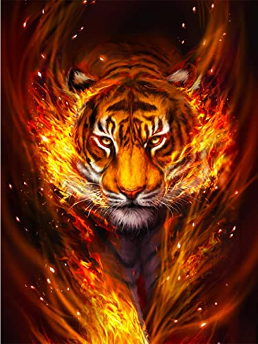 EXQULEG Diamond Painting Set Tiger, DIY 5d Diamant Painting Erwachsene Bilder groß, Tier Diamond Painting Bilder für Wohnzimmer Schlafzimmer Büro Wand Dekoration (30x40cm) von EXQULEG