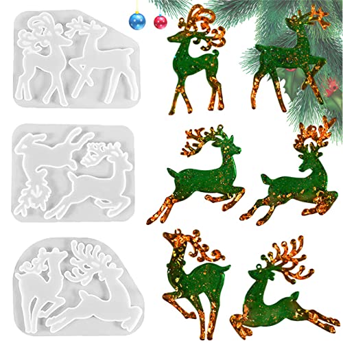 EXQULEG Epoxidharz Silikonform 3 Stück Weihnachten Elch Epoxidharz Formen,Christmas Resin Gießform,Weihnachten Silikonform,Hirsch Silikonform Gießen für Christmas Ornament, DIY Handwerk EXQULEG Epoxidharz Silikonform 3 Stück Weihnachten Elch Epoxidharz Formen,Christmas Resin Gießform,Weihnachten Silikonform,Hirsch Silikonform Gießen für Christmas Ornament, DIY Handwerk von EXQULEG