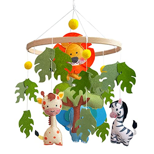 EXQULEG Giraffe Mobile Baby Hölz Mobile Baby Windspiele mit Filzbällen Tier Kinderzimmer Hängende Bettglocke Mobile für Babybett Jungen und Mädchen von EXQULEG