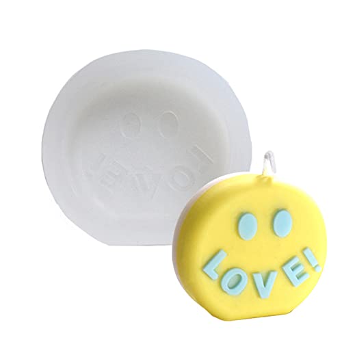 EXQULEG Kerzengießform, 3D Smiley Slogan Silikon Kerzenform, Abstraktes Gesicht Silikonform, Gesicht Silikon Seifenform, für Zuhause DIY Ornamente Dekoration, Handgemachte Geschenk (Love) von EXQULEG