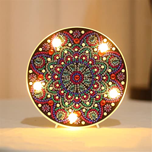 EXQULEG Mandala Tier Diamond Painting Kit LED Dekoratives Licht Diamant Malerei Home Schlafzimmer Nachtlicht Schreibtisch Dekoration Nachtlicht (ZXD006) von EXQULEG