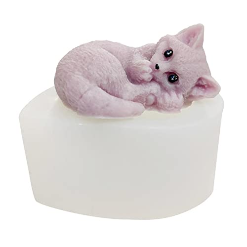 EXQULEG Tier Silikonform 3D Katzen Form Silikon Seifengießform,Tier Gießformen Silikon,Handgemachte Seifenform,DIY Silikonform zur Herstellung von Kuchen, Seifen, Fondant Kuchen Dekoration Form (B) von EXQULEG