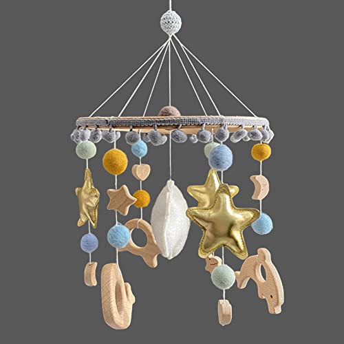 EXQULEG Walfisch Delphin Kinderzimmer Hängende, Sterne Mobile Baby Bettglocke Anhänger, Mobile Baby Windspiele, Holz Mobile Baby für Babybett Jungen und Mädchen von EXQULEG