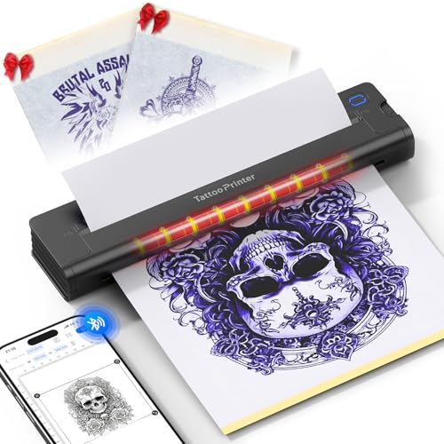 EXTOLINK Tattoo Stencil Drucker, Wireless Tattoo Printer mit 10Pcs Tattoo Paper für Tattoo Designer, Portable Nanotechnologie Tattoo Maschine Set für Phone, iPad & PC, A41 EXTOLINK Tattoo Stencil Drucker, Wireless Tattoo Printer mit 10Pcs Tattoo Paper für Tattoo Designer, Portable Nanotechnologie Tattoo Maschine Set für Phone, iPad & PC, A41 von EXTOLINK