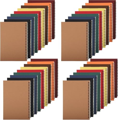 EXTRAPINS 36 Stück A5 Spirale Notizblock,A5 Notizheft Liniert,Kraft Cover Notizbücher,Notizbuch A5 Liniert,Spiralblock Notizbücher für Schule Büro,100 Seiten/50 Blatt,21 x 14 cm (36 Stück) von EXTRAPINS