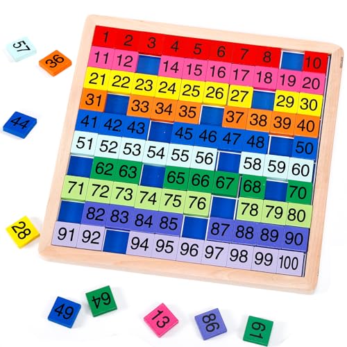 EXTRAPINS Montessori Mathematik Puzzle Holz Digital Board, 1-100 Fortlaufende Zahlen, Mathe Unterricht Hunderterbrett für Kinder, Lernspielzeug Für frühe Motorik Entwicklung & Ausbildung ihres Kindes EXTRAPINS Montessori Mathematik Puzzle Holz Digital Board, 1-100 Fortlaufende Zahlen, Mathe Unterricht Hunderterbrett für Kinder, Lernspielzeug Für frühe Motorik Entwicklung & Ausbildung ihres Kindes von EXTRAPINS