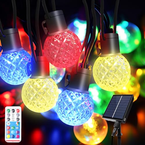 EXTRASTAR Lichterkette RGB Solar Smart 9 + 2 m Außen mit 25 G40 RGB LED Leuchtmittel, wasserdicht, Lichterkette Dekoration für Geburtstag, Garten von EXTRASTAR