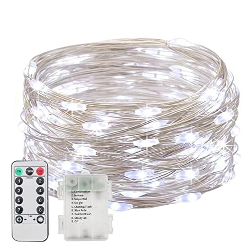EXTRASTAR Led Lichterkette Batterie,10M 100LED Wasserdicht Lichterkette,8 Modi Kupferdraht Lichterkette mit Fernbedienung und Timer für Party,Garten,Innen,Weihnachten,Hochzeit,1 Stück,KaltesWeiß EXTRASTAR Led Lichterkette Batterie,10M 100LED Wasserdicht Lichterkette,8 Modi Kupferdraht Lichterkette mit Fernbedienung und Timer für Party,Garten,Innen,Weihnachten,Hochzeit,1 Stück,KaltesWeiß von EXTRASTAR