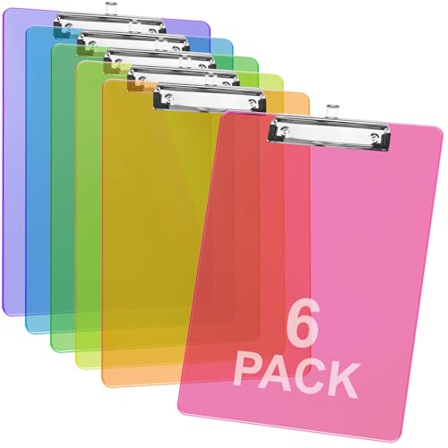 Kunststoff-Klemmbretter, 6 verschiedene Farben, transparente Klemmbretter, A4, Briefgröße, 31,8 x 22,9 cm, flacher Clip, Büro, Schulbedarf für Studenten, Lehrer, Krankenschwestern Kunststoff-Klemmbretter, 6 verschiedene Farben, transparente Klemmbretter, A4, Briefgröße, 31,8 x 22,9 cm, flacher Clip, Büro, Schulbedarf für Studenten, Lehrer, Krankenschwestern von EXTRIC