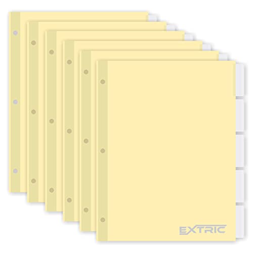 Ordner-Trennblätter, 5 Registerkarten für 3 Ringbuch, 6 Sets Ordner-Trennblätter mit Tabs (insgesamt 30 Tabs für Ordner) - Papier-Trennblätter mit einsteckbaren transparenten Kunststoffbinder-Tabs von EXTRIC