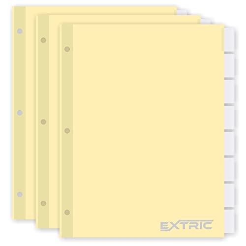 Ordner-Trennblätter mit 8 Registern für 3-Ringordner, einführbare transparente große Register, Briefgröße, Papier-Trennwand, 21,6 x 27,9 cm, 3 Sets (insgesamt 24 Trennblätter) von EXTRIC