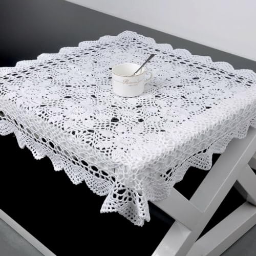 EXTRWORY Häkel-Tischdecke aus Baumwolle, Vintage-Tischdecke, quadratisch, verleiht Ihren Veranstaltungen einen Hauch von Raffinesse (60 x 60 cm, weiß) von EXTRWORY